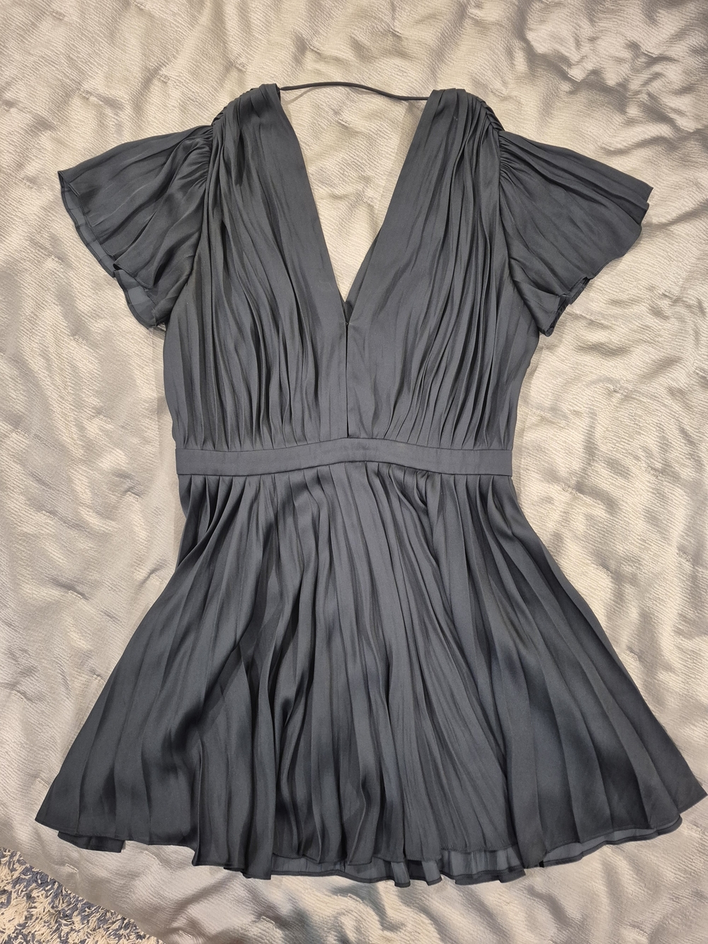 Maje Pleated Satin Mini Dress